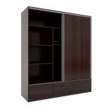 imagen de Placard Premium 2 Puertas Corredizas 3 Cajones 182x211x60cm Wengue Orlandi