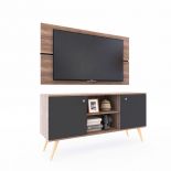 imagen de Rack con Panel para Tv hasta 42" 2 Puertas Estantes Nebraska Gris / Gris Sombra Delos