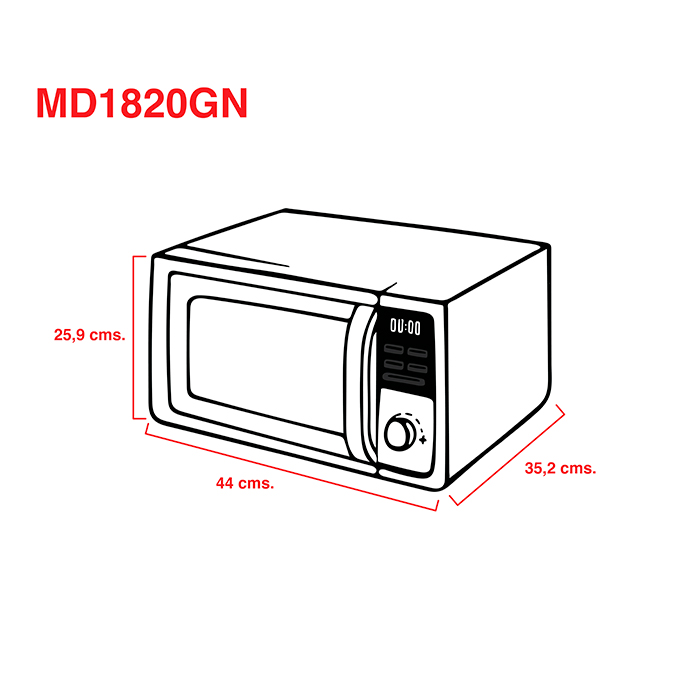 Microondas, Digital, 17, litros, Inoxidable, con, Grill, Atma, md1820gn, novogar.