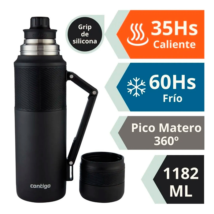 Termo, de, Acero, Inoxidable, 1.1, litros, Con, Manija, Color, Negro, Contigo, 10/2070897.