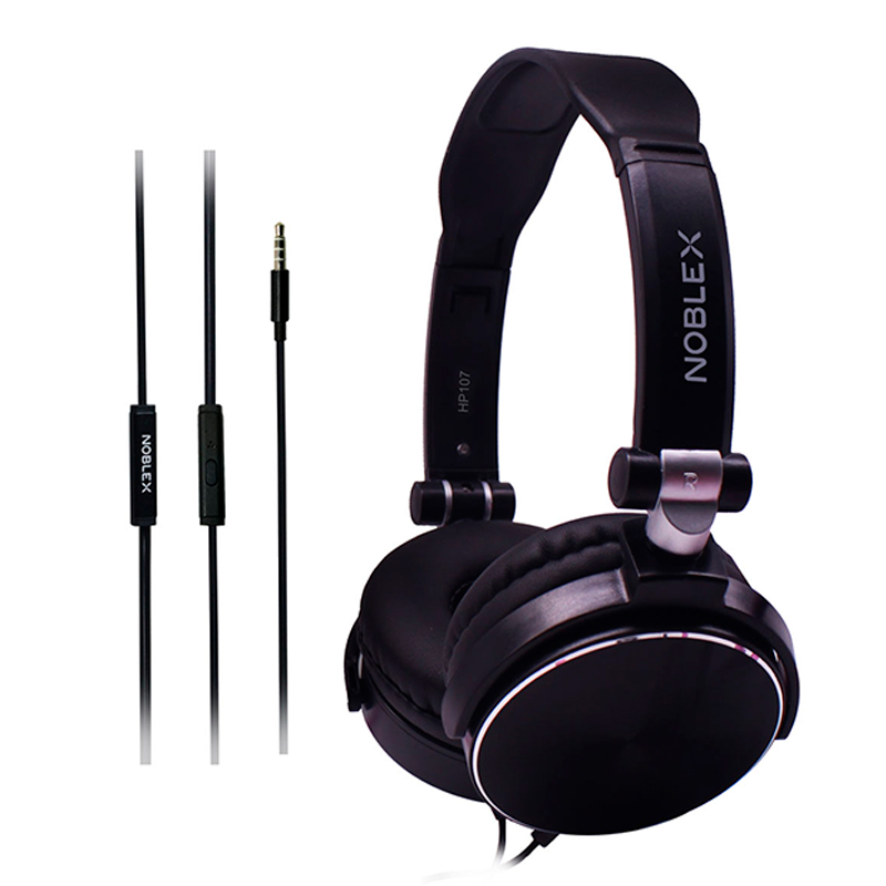 Auricular, auriculares, con, Micrófono, Conector, jack, de, 3,5, 3.5, 2, Drivers, 40, mm, Noblex, HP107BB, negro, black, vincha, headset,.