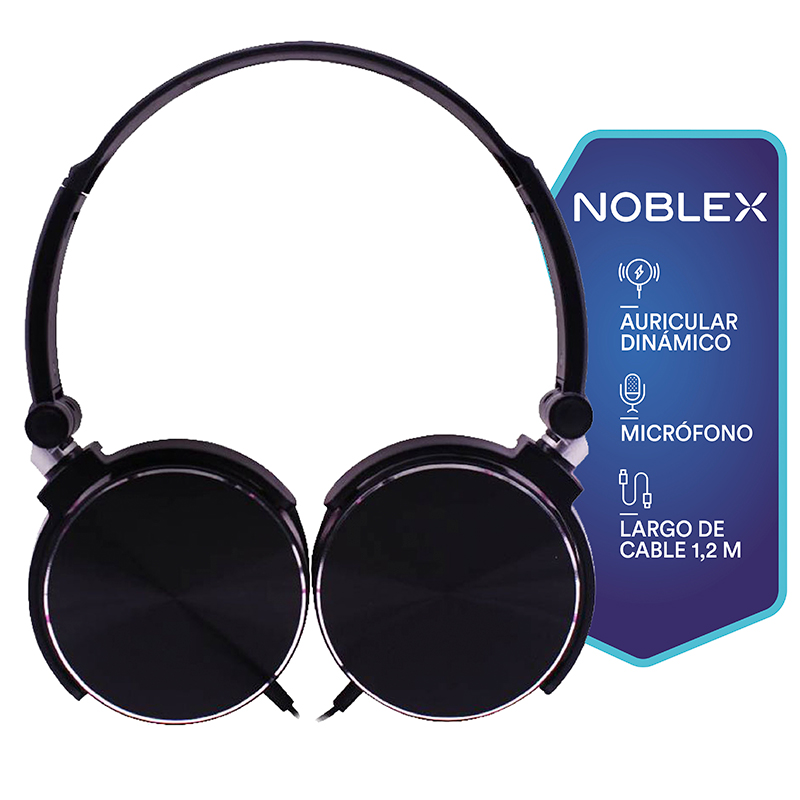 Auricular, auriculares, con, Micrófono, Conector, jack, de, 3,5, 3.5, 2, Drivers, 40, mm, Noblex, HP107BB, negro, black, vincha, headset,.