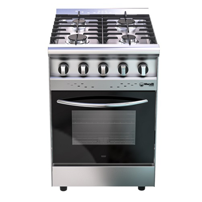 Cocina Acero Inox. 4 Hornallas 55 cm Ancho Morelli.