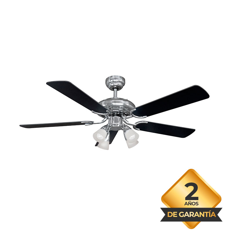 Ventilador, de, Techo, 5, Palas, de, Madera, Reversibles, Silver/Negro, 120cm, 4, luces, Liliana, VVTHM415.