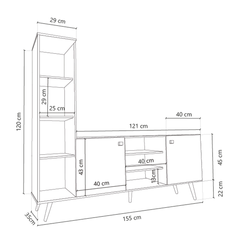 Rack, Escandinavo, Delos, Para, Tv, Hasta, 50, Roble, Nebraska, Gris, Sombra, DL883NG/GS.