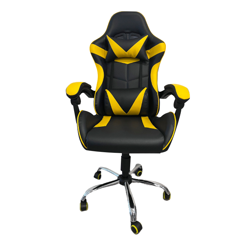 Silla, Gamer, Pram, Negro, y, amarillo, Con, Almohadón, Cervical, y, Lumbar, PRSG98NAM.