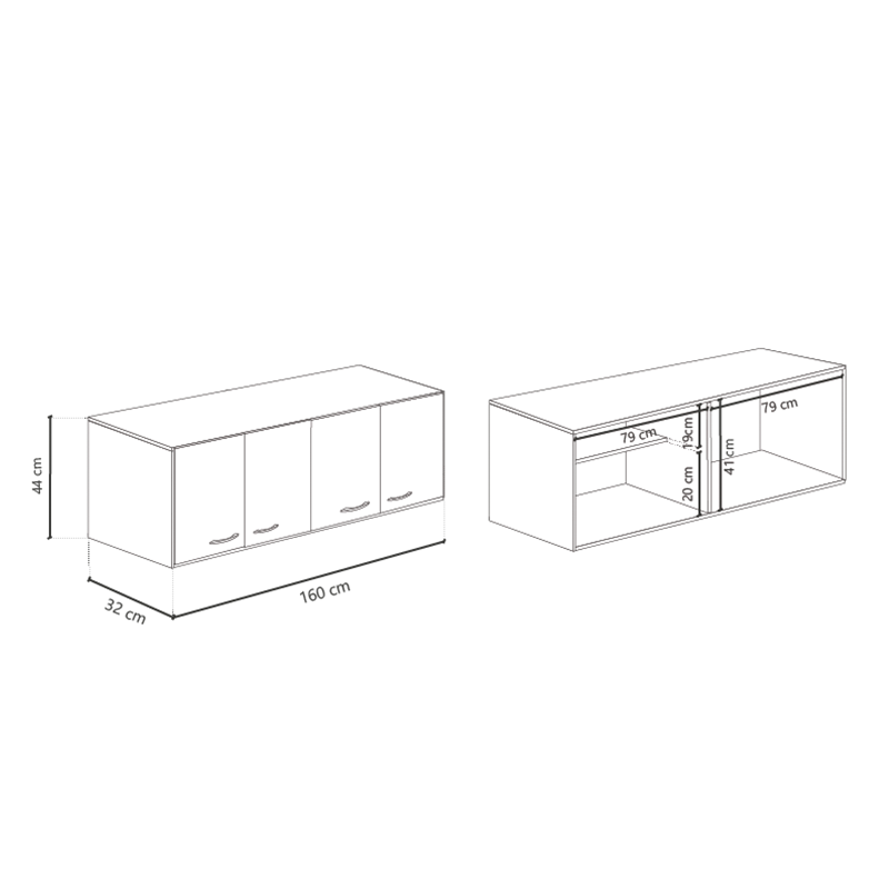 Alacena, 160, cm, 4, Puertas, Blanco, Termo, Negro, Delos, DL626BRT.