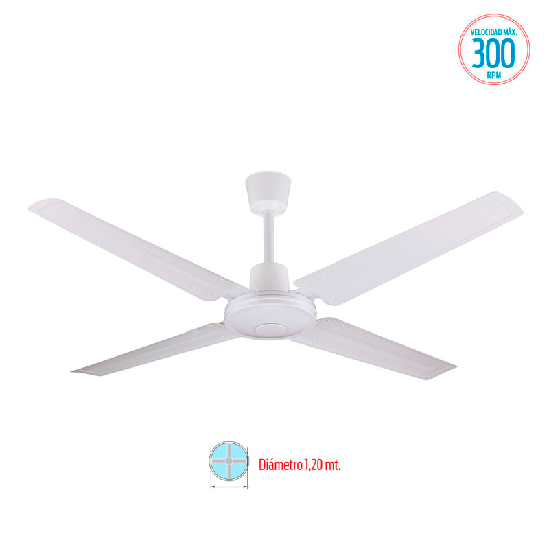 Ventilador, de, techo, Liliana, Blanco, 120, cm, 4, Paletas, Metálicas, 5, Velocidades, VVTHB104.