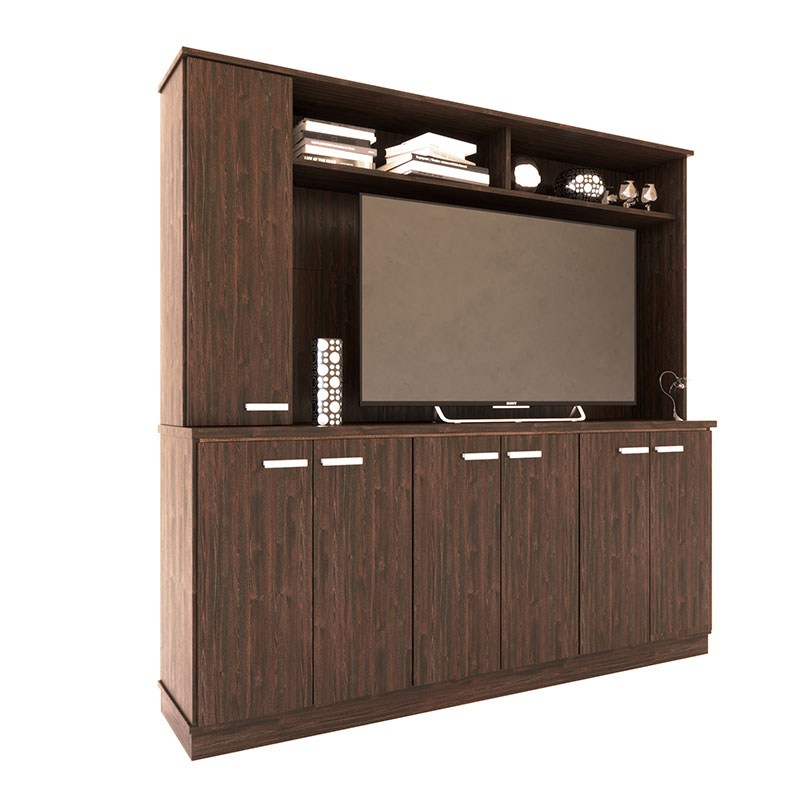 mueble, muebles, para, living, modular, modulares, rack, racks, para, de, tv, tele, televisor, televisores, hasta, 55, pulgadas, con, 7, puertas, 2, cajones, roble, termo, negro, delos, DL858RT.