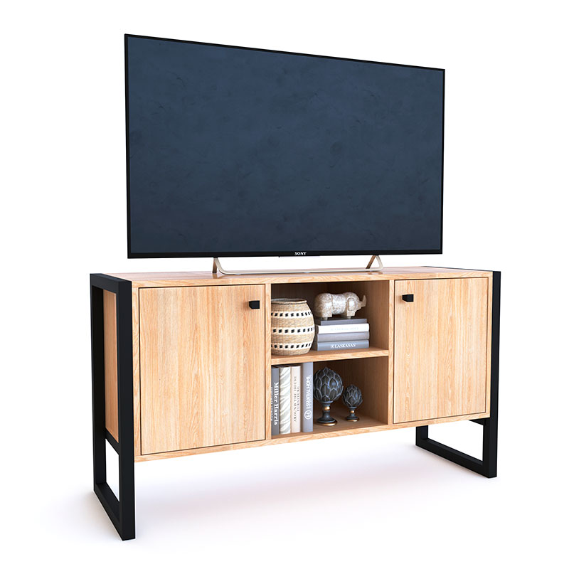 mueble, muebles, para, de, living, tv, teve, tele, televisor, televisores, television, hasta, 42,m pulgadas, 2, puerta, puertas, estante, estantes, roble, nebraska, natural, delos,  DST02RNN.