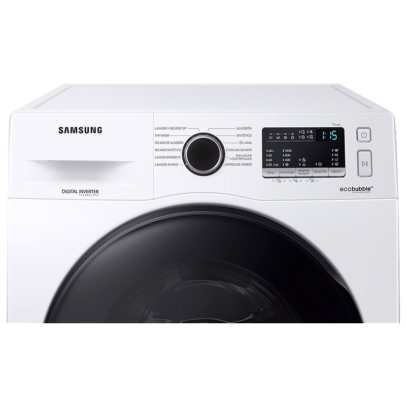 lavasecarropas, lavasecarropa, inverter, samsung, capacidad de lavado, 9.5kg, capacidad de secado 6kg, 1400rpm, WD95A4453BWUBG.