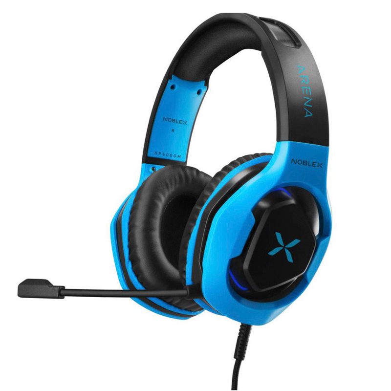 auricular, auriculares, gamer, gamers, con cable, con microfono, con microfonos, noblex, negro, celeste, HP600GMP.