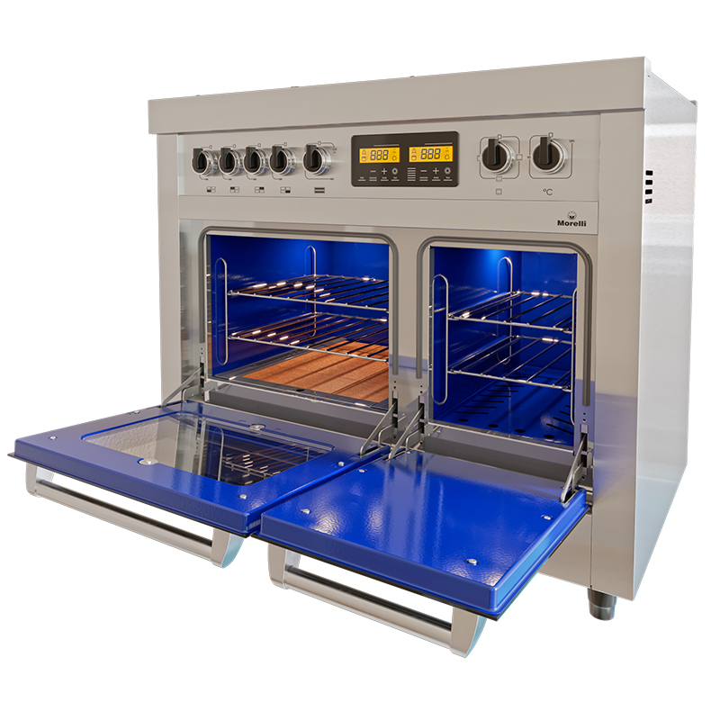 cocina, cocinas, a gas, gas, multigas, gas natural, gas envasado, gas licuado, gas de garrafa, para garrafa, industrial, industriales, electrica, electricas, morelli, dupplo, duplo, doble, horno, 2 hornos, encendido, electrico, electronico, display, digital, comando touch, tactil, 18016.