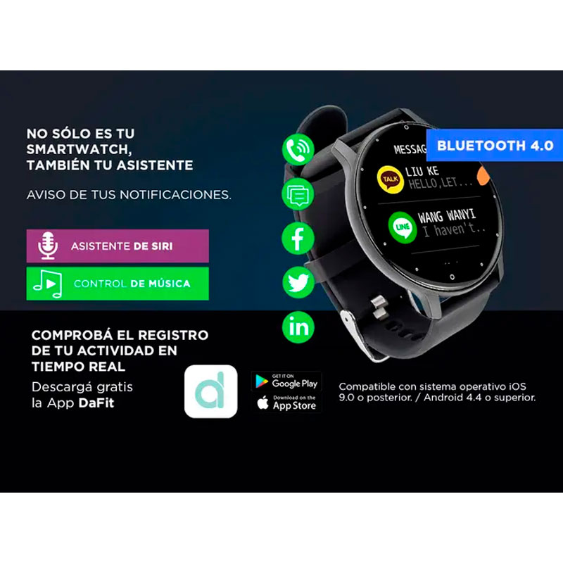 reloj, relejes, smartwatch, smartwatchs, smartwatches, inteligente, inteligentes, gadnic, ios, android, compatible con, para, negro, black, REL00192.