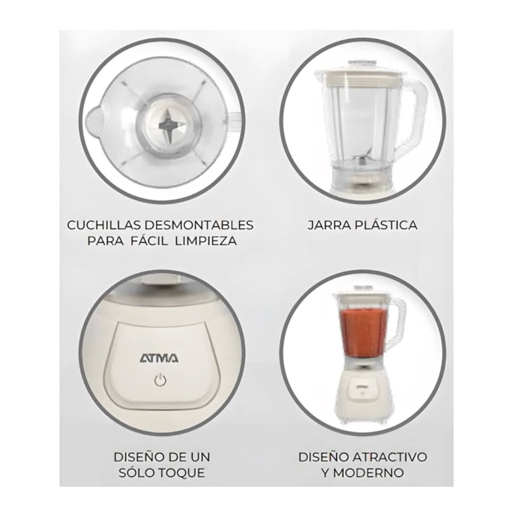 licuadora, licuadoras, atma, blanca, 500w, vaso plastico, LV24W0AP.