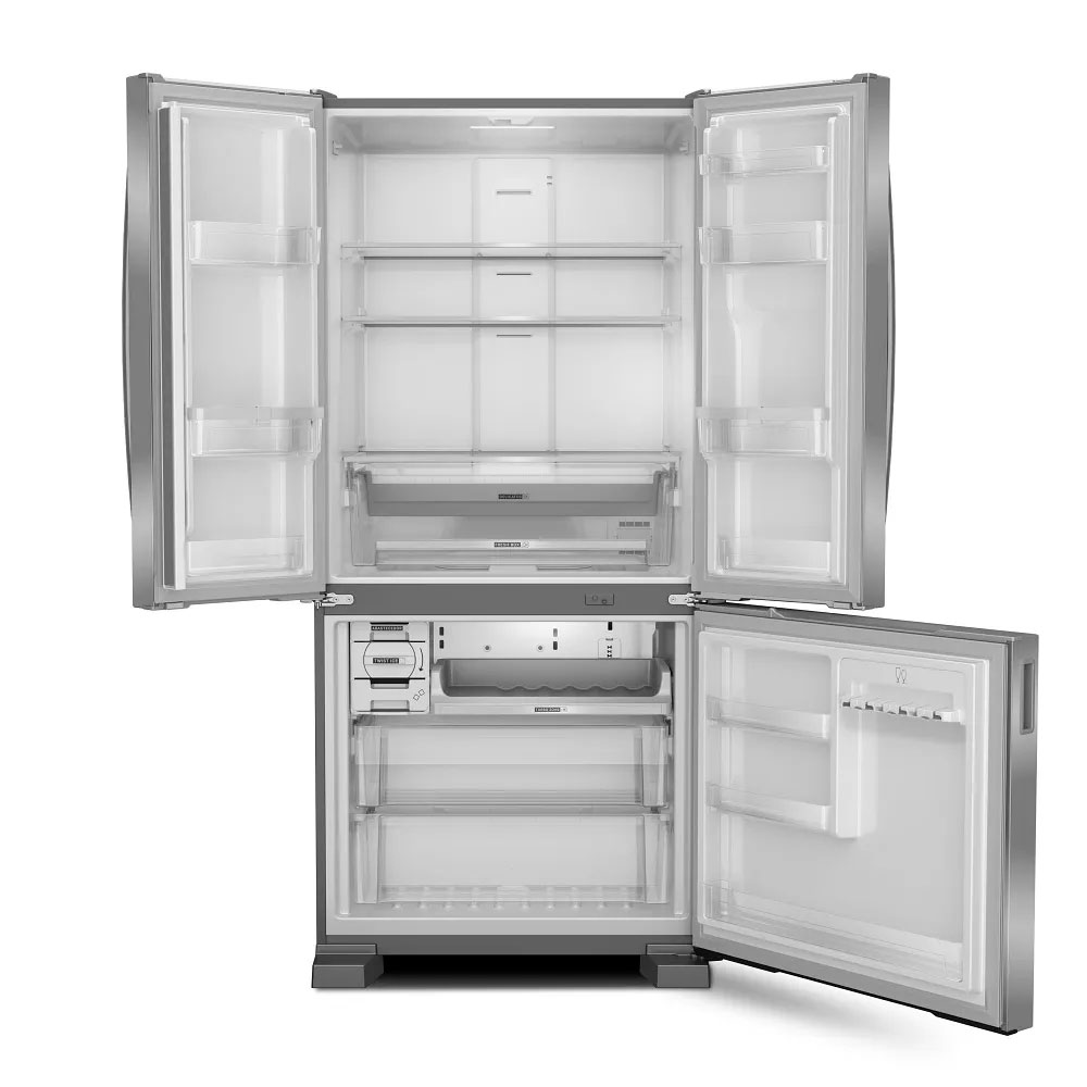 heladera, heladeras, con freezer, inverter, whirlpool, french, door, bottom, mount, no frost, acero inoxidable, inoxidable, 554 litros, 554l, WRO85BK.